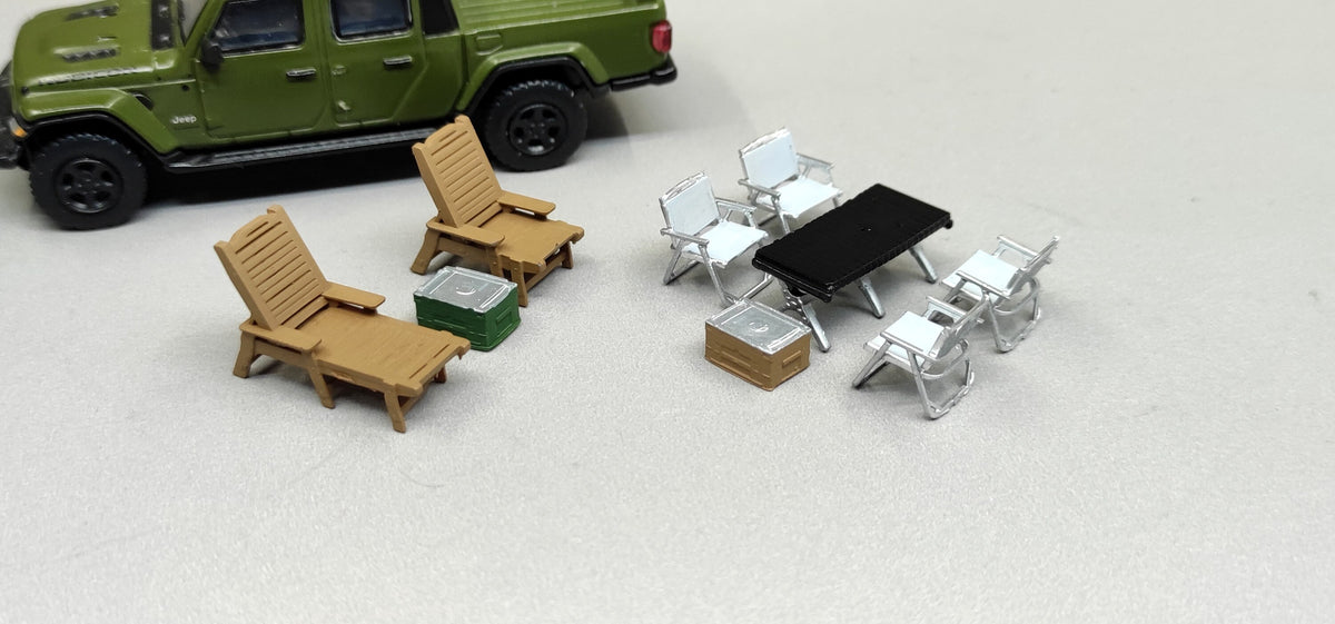 1:64 Simulation Outdoor Table and Chairs Simulation Beach Chair Scene Accessories