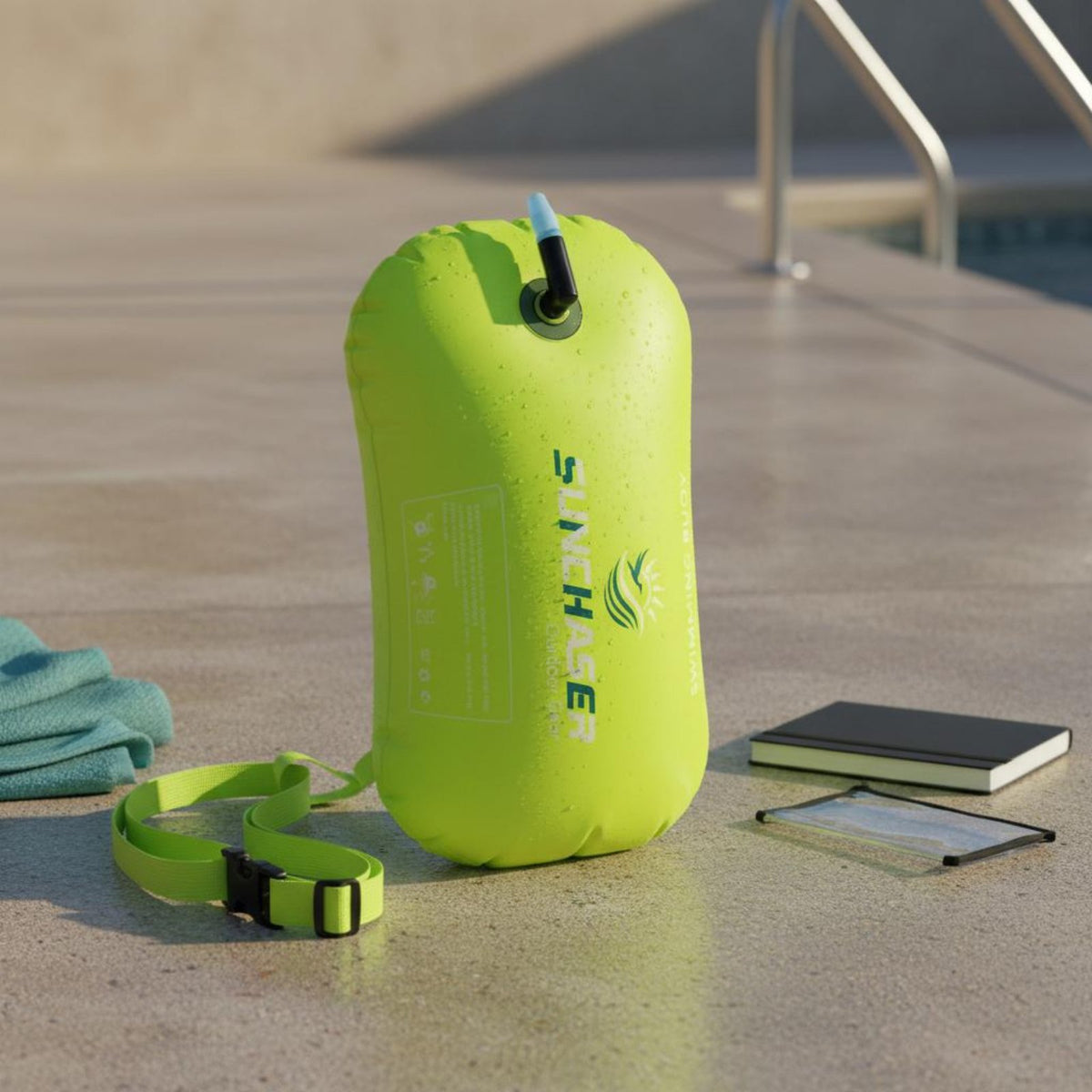 Floating Swim Buoy Dry Bag Phone Storage Swim Dry Bag Easy to Inflate Waterproof Tow Buoy Portable for Beach, Swimming Pool