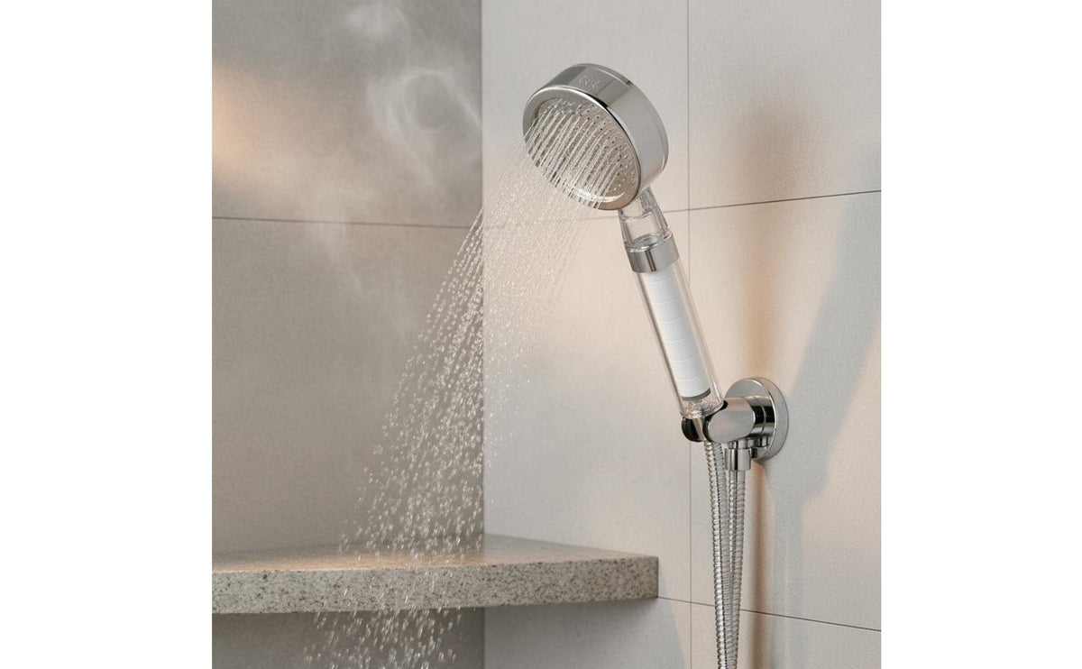Filtering Shower Fixture Multiple Spray Modes Removal Shower Spray 5-Layer Filtration for People with Sensitive Skin, Travel, Rental Homes