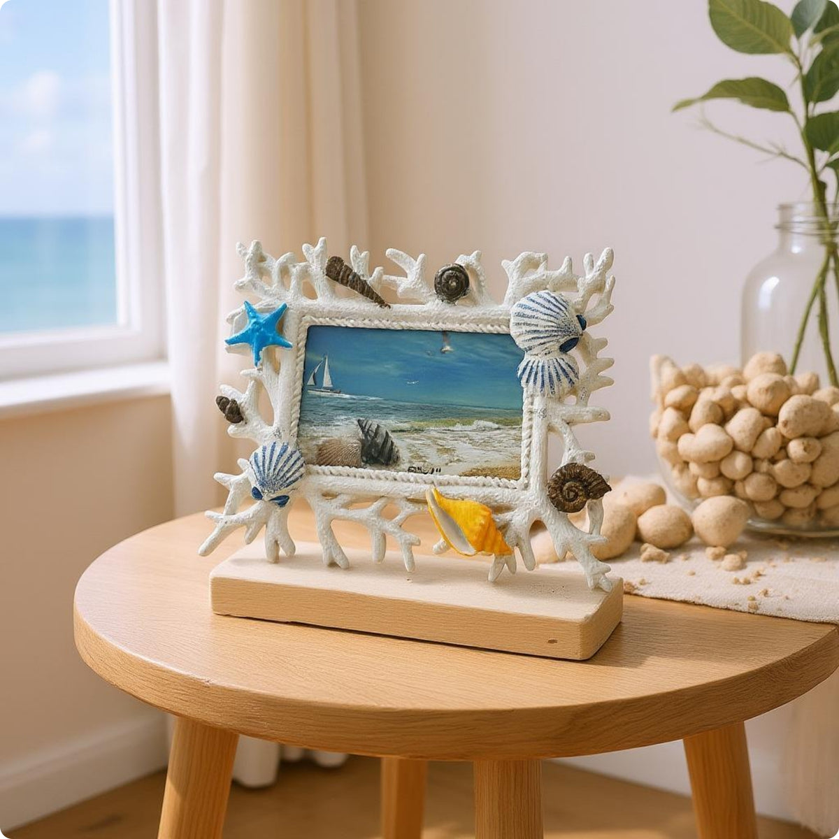 Coral Photo Frame Decorative Seaside Photo Frame White