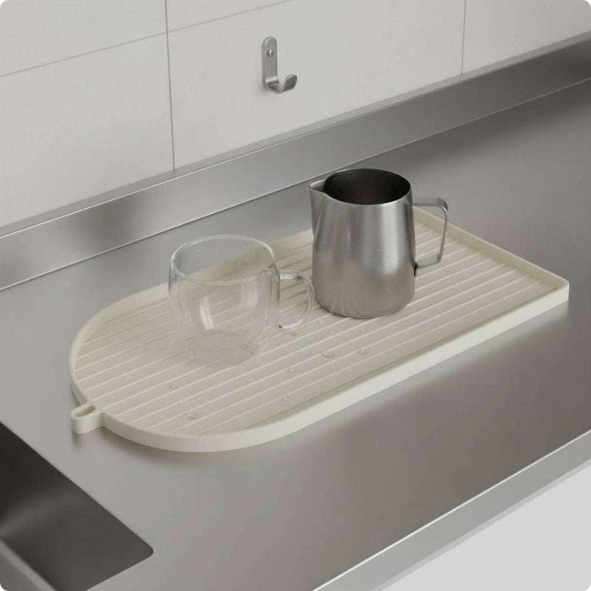 Anti-Slip Coffee Tray Mat Drainage Grooves Household Accessory Waterproof