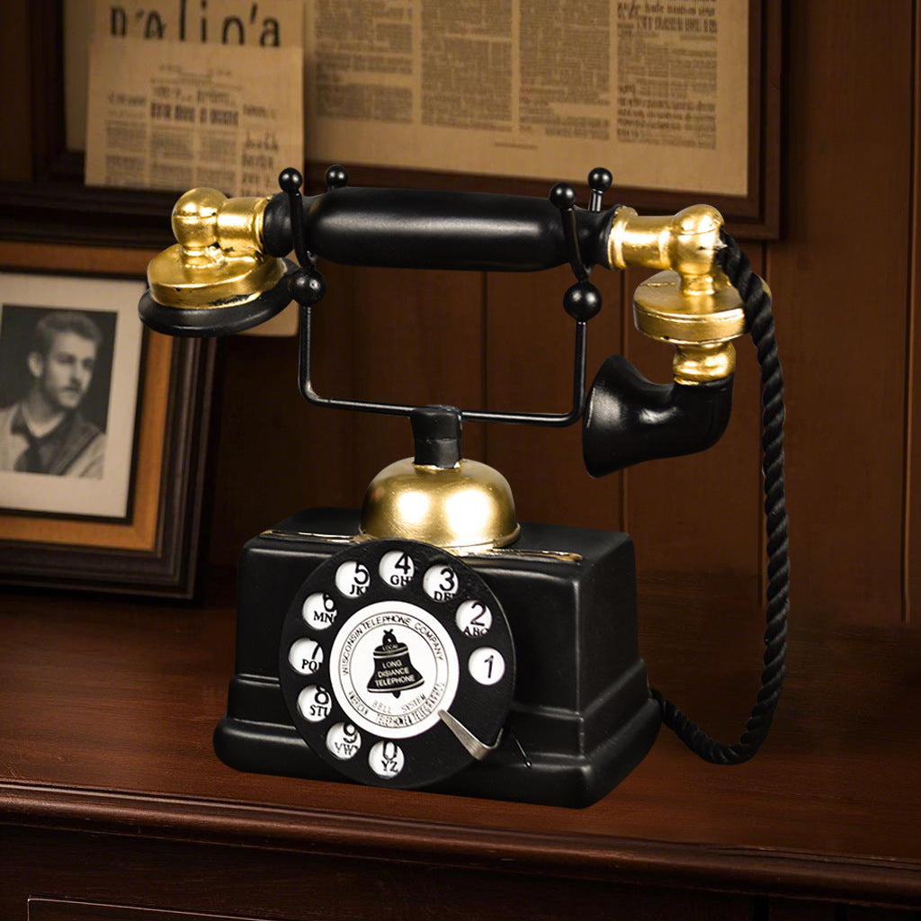 Vintage Telephone Resin Craft Ornament for Home Decor