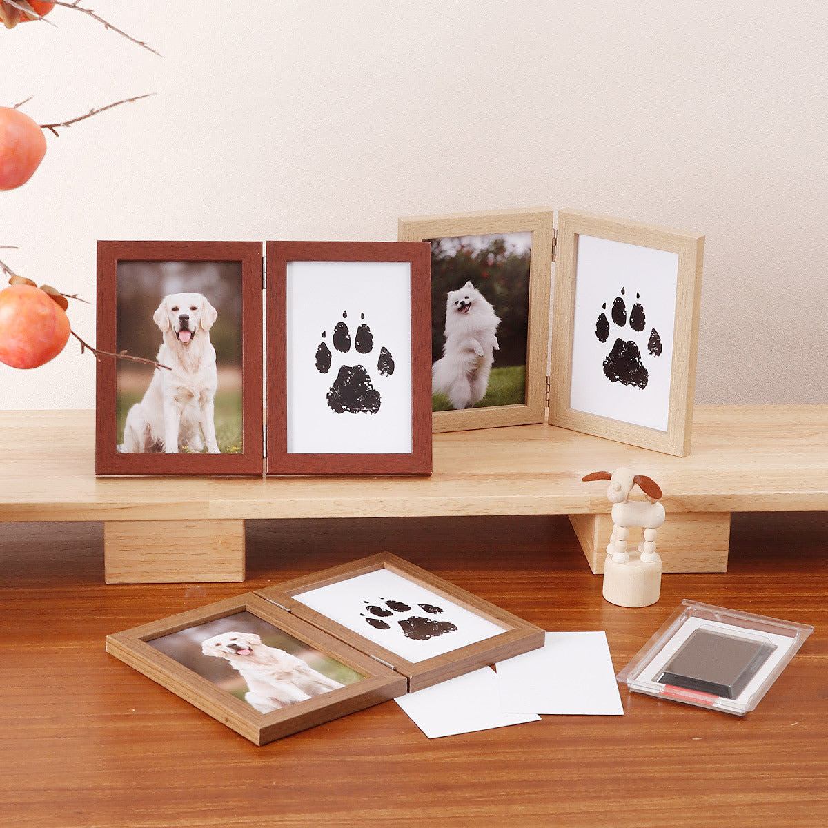 Wooden Photo Frame for Pet and Baby Hand and Foot Prints DIY Gift