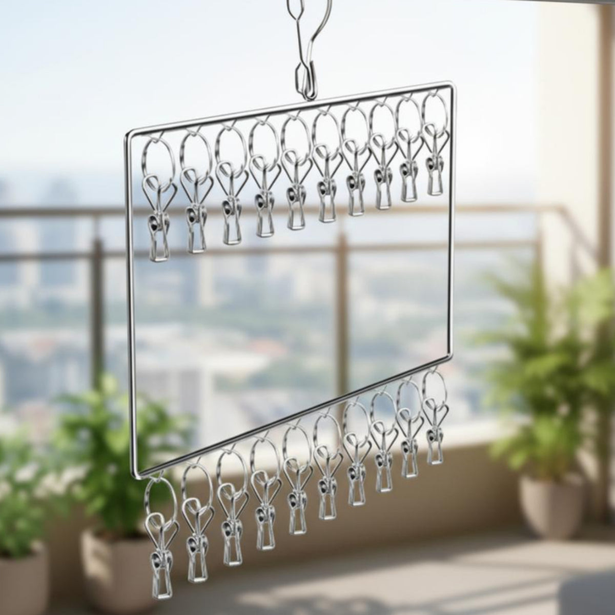 Sock Drying Hanger Space-Saving Multi-Clamp Clothes Hanger Stainless Steel