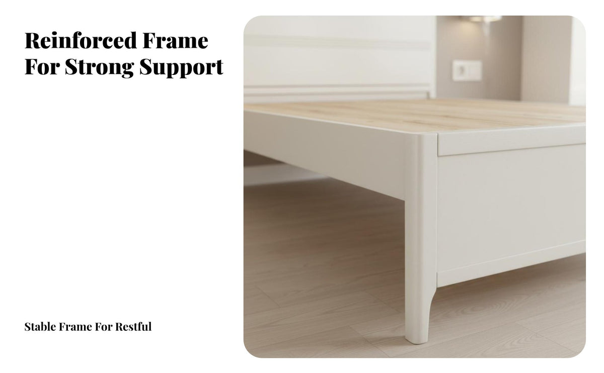 Space-Saving Design High-Leg Slatted Bedstead Minimalist aesthetic foundation Bed Frame No Box foundation Needed Bedroom Furniture robust Duty for Homeowners, partners, Apartment Dwellers, Small Living Spaces, House, Guest Room