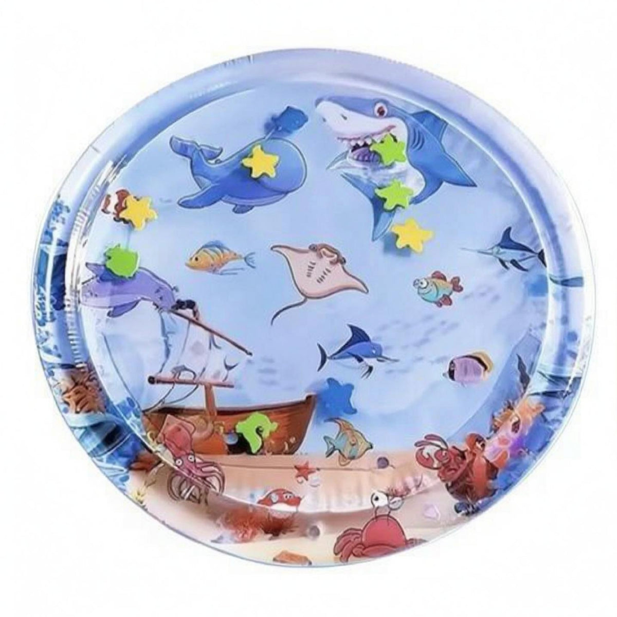 Inflatable Pet Cooling Mat Ocean-Themed Water-Filled Sensory Bed Thickened
