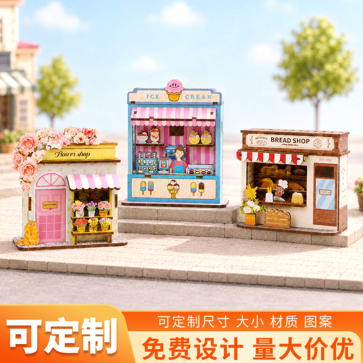 Wooden DIY Mini Shop Model Kit for Craft Enthusiasts