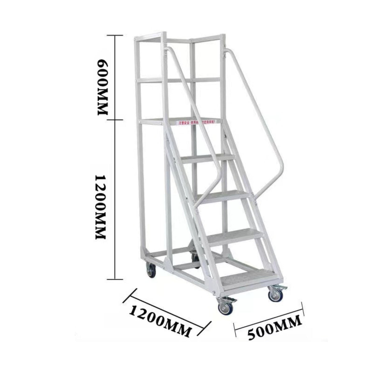 Rolling Step Ladder Non-Slip Steps Warehouse Stocking Ladder All-Steel Construction Mobile Surface Steps for Homeowners, Stockroom, Garage, Library