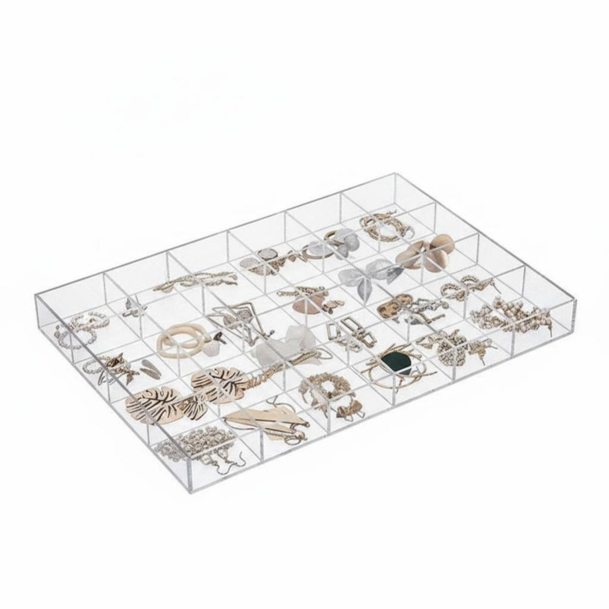 Compartment Jewelry Holder Transparent Clear Acrylic Organizer Tray Divided Earring Accessories Storage Containers for Closet