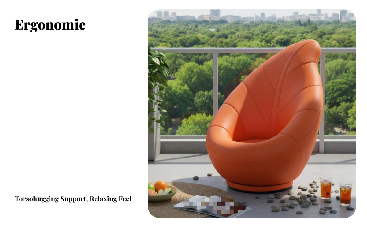 Nature-Inspired foliageShaped Armchair High Backrest Accent Chair Space-Saving Indoor Seating Ergonomic Design for Apartment Dwellers, Home Decorators, Bedroom, Dorm Room, Reading Nook, Small Areas