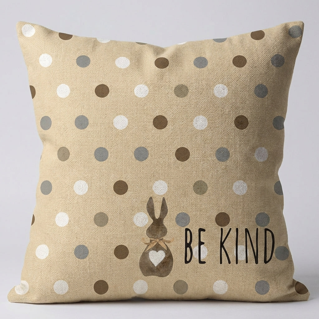 Easter Decorative Cushion Cover Cute Cartoon Design Easter Bunny Pillowcase Coffee Color Scheme Bunny Motif Pillow Cover for Living Room, Sofa, Office