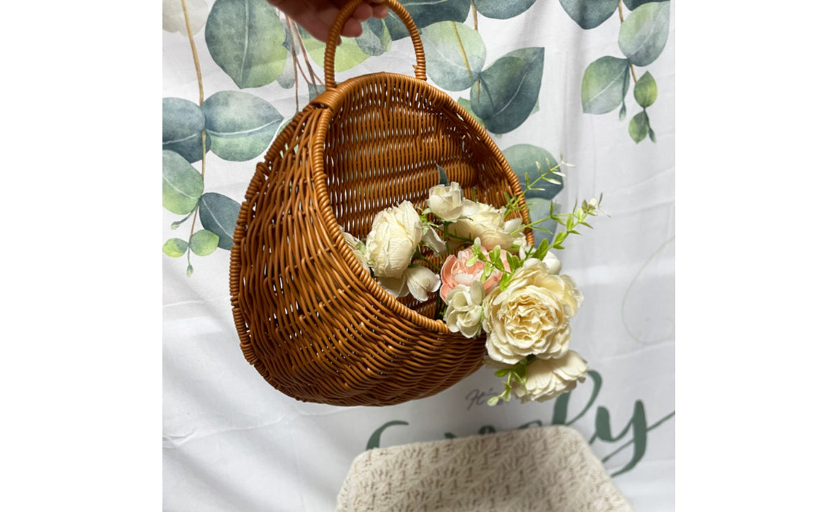 Wall Basket with Handle Farmhouse Hanging Basket with Handle Versatile for Kitchen