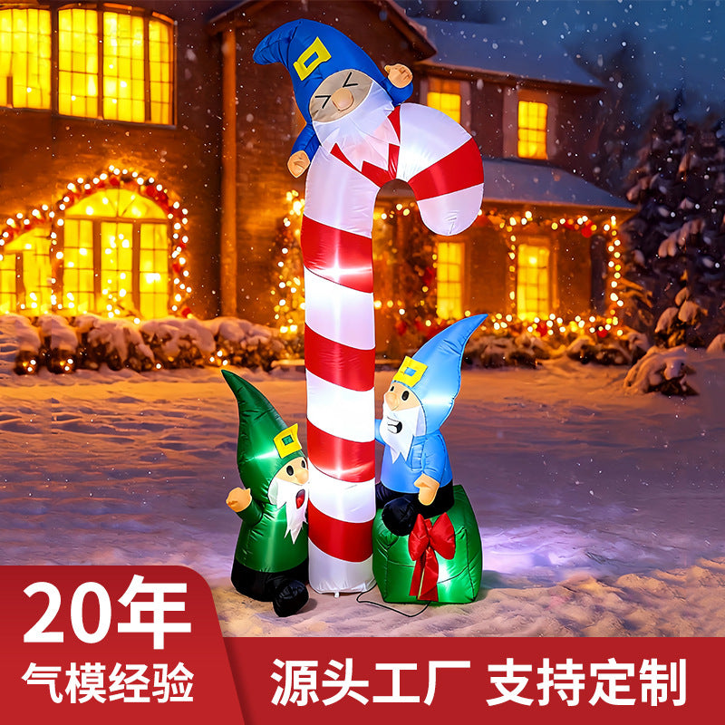 1.8m Christmas Inflatable Elf with Candy Cane Decoration with LED Light for Outdoor Yard Party, AU Plug