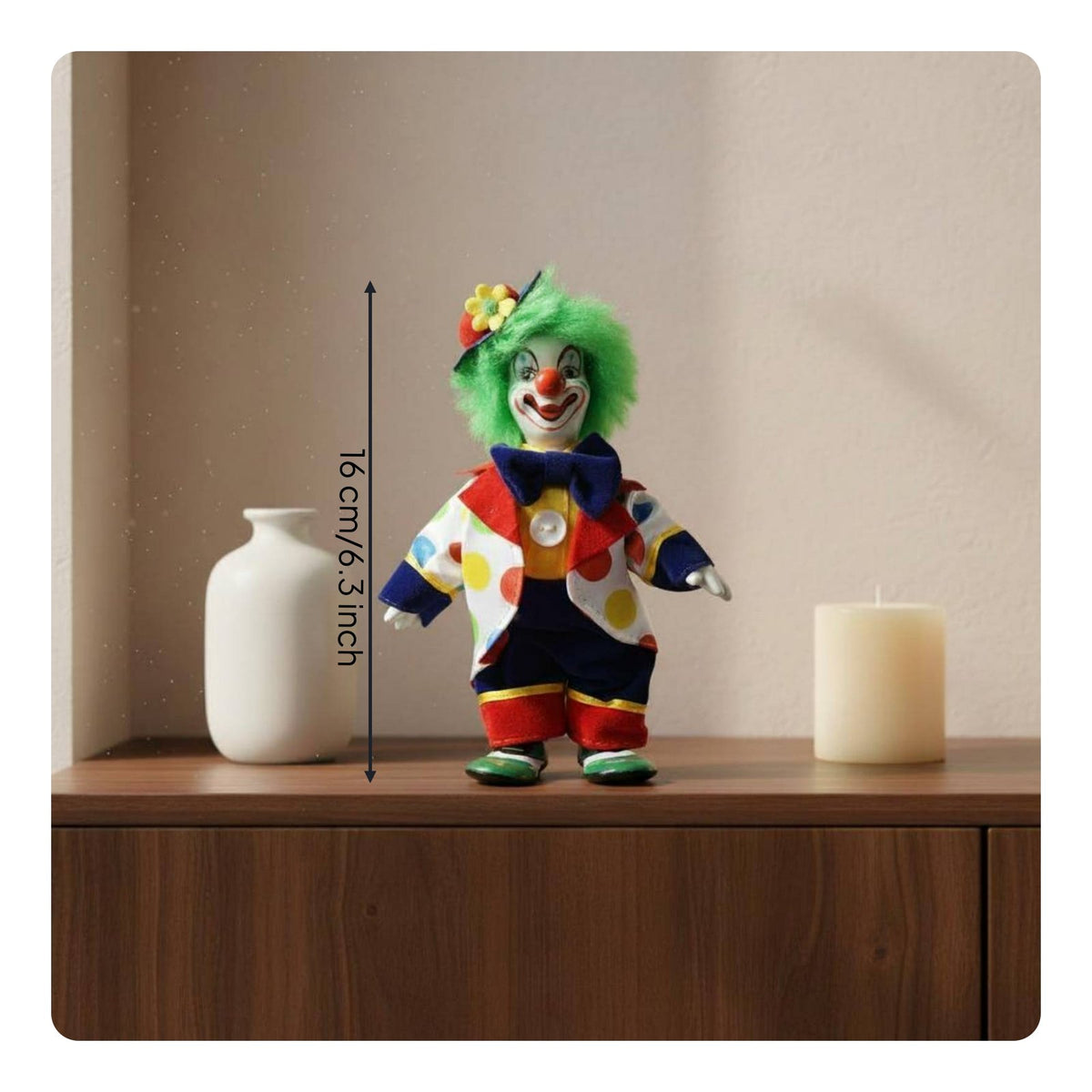Ceramic Clown Figurine Artistic Carnival Clown Ornament Colorful