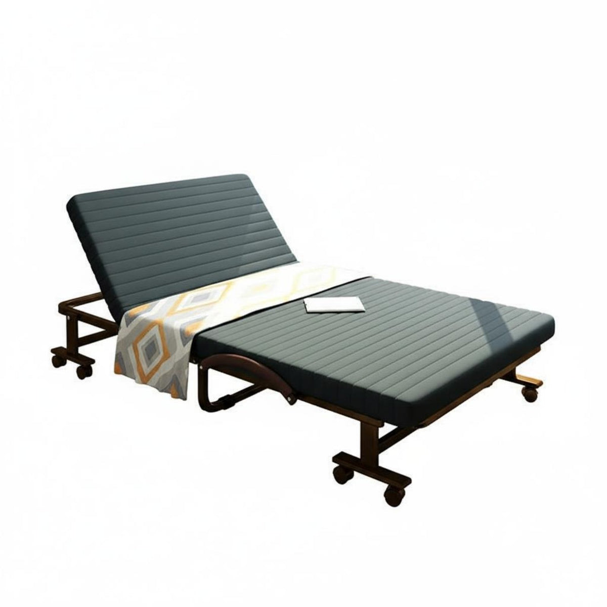 Folding Bed with Mattress Installation Rollaway Folding Bed Dense Foam Adjustable Lounger Cot for Guests, Hotel