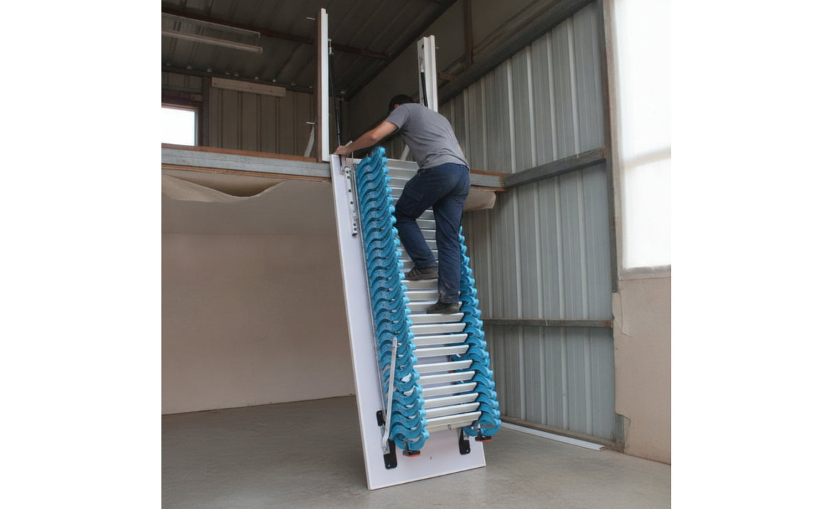 Space-Saving Foldable Attic Staircase Concealed Attic Stairs with Hatch Panel Compact Retractable Loft Stairs Pull down for Homeowners, Mezzanine