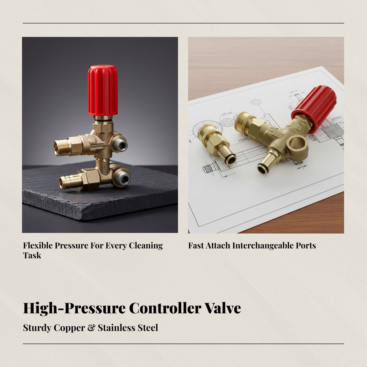 Extreme High Pressure Cleaning Pump Head 1812 1814, Separate Adjustable Valve, Inlet Outlet, Washer