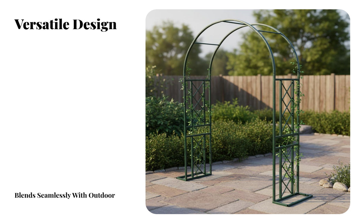 Decorative Archway Metal Garden Arch Weather-Resistant Wrought Iron Climbing Frame Heavy-Duty Outdoor Plant Arch Trellis Easy to Assemble for Gardeners, Homeowners, Event Planners, Balcony, Patio, Backyard, Pathway Entrance
