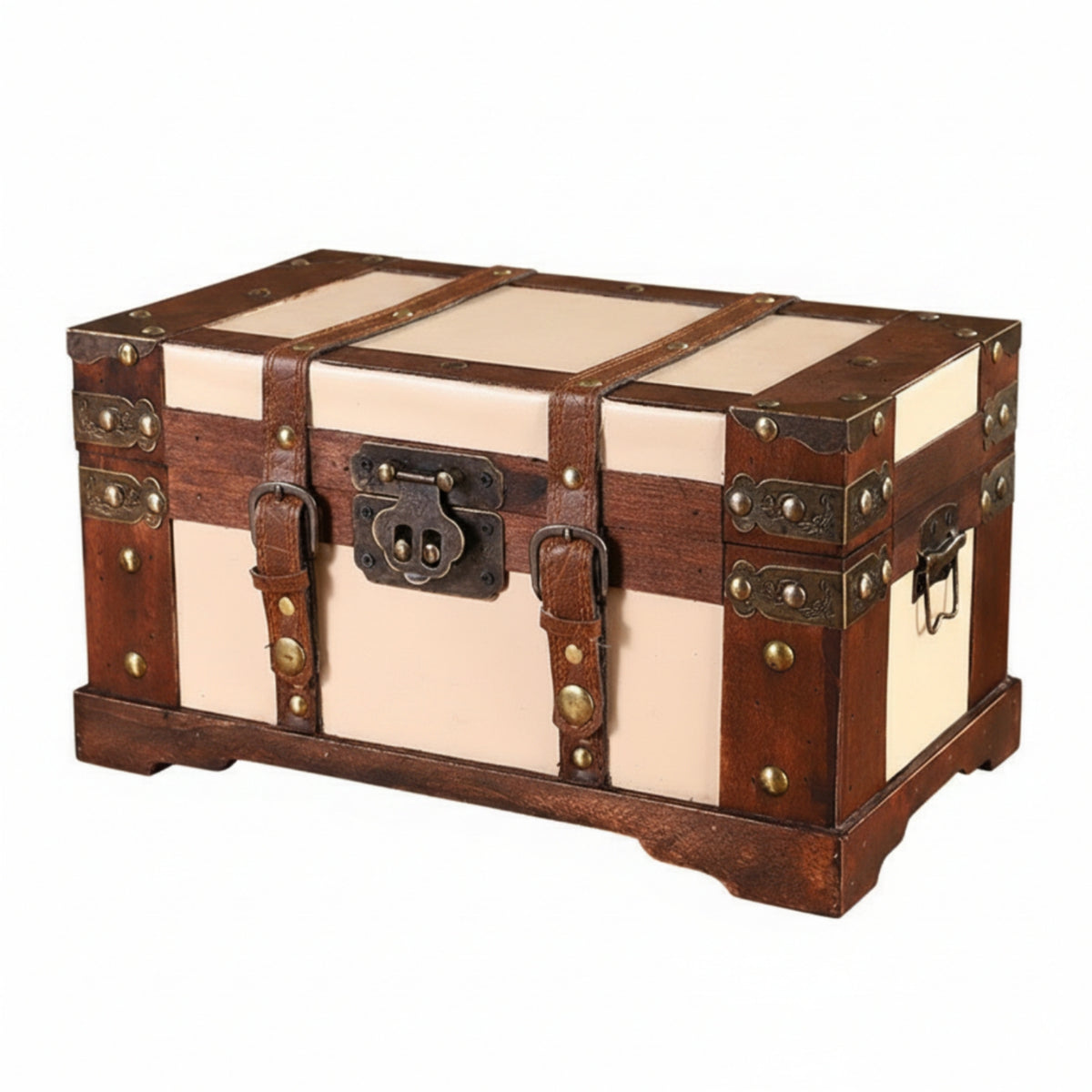 Wooden Storage Box Traditional Storage Chest with Hinged Lid Sturdy Box with Hinged Lid for Shelf Decor