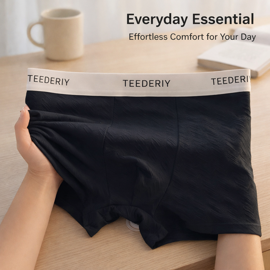 Elastic High Waist Men's Underwear with Lining for Daily Use, Breathable Boxers, Comfortable Everyday Wear