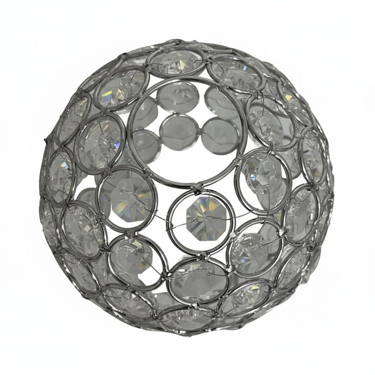 Metal Crystal Shade Decorative Glass Lamp Cover Crystal Lampshade Easy to Clean Spherical Overhead Shade