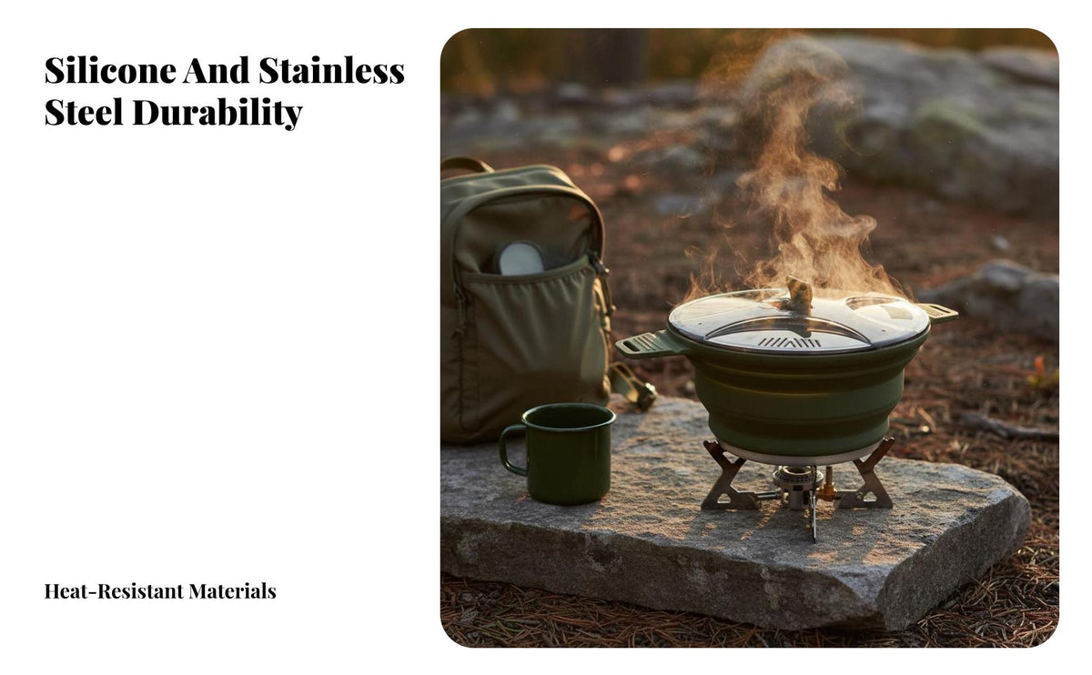 Lightweight Collapsible Cooking Pot Sturdy Collapsible Silicone Pot Heat-Tolerant for Backpackers, Campers, Hiking, Backpacking