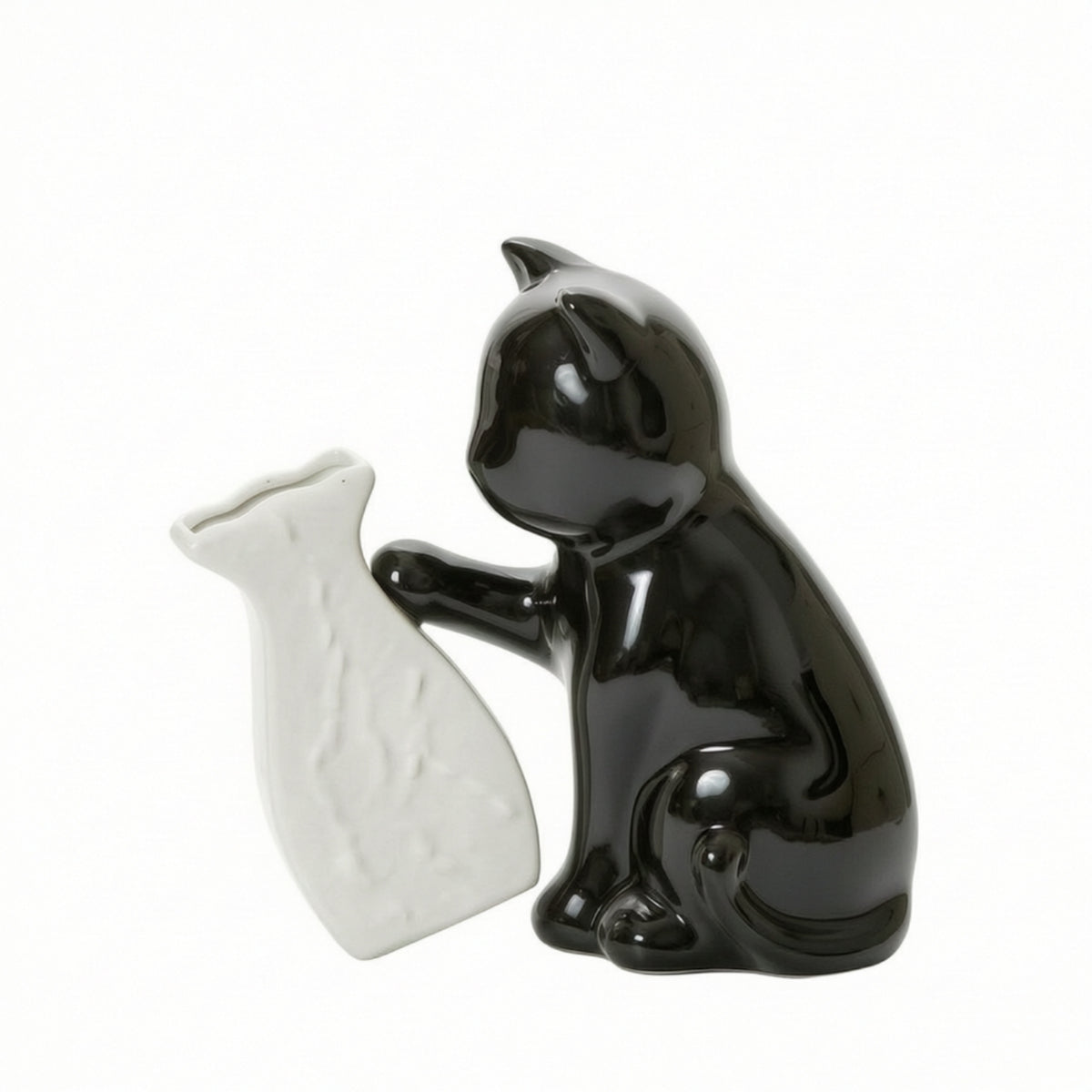 Ceramic Cat Vase Matte Vase with Cat Figure Artistic for Living Room, Entryway