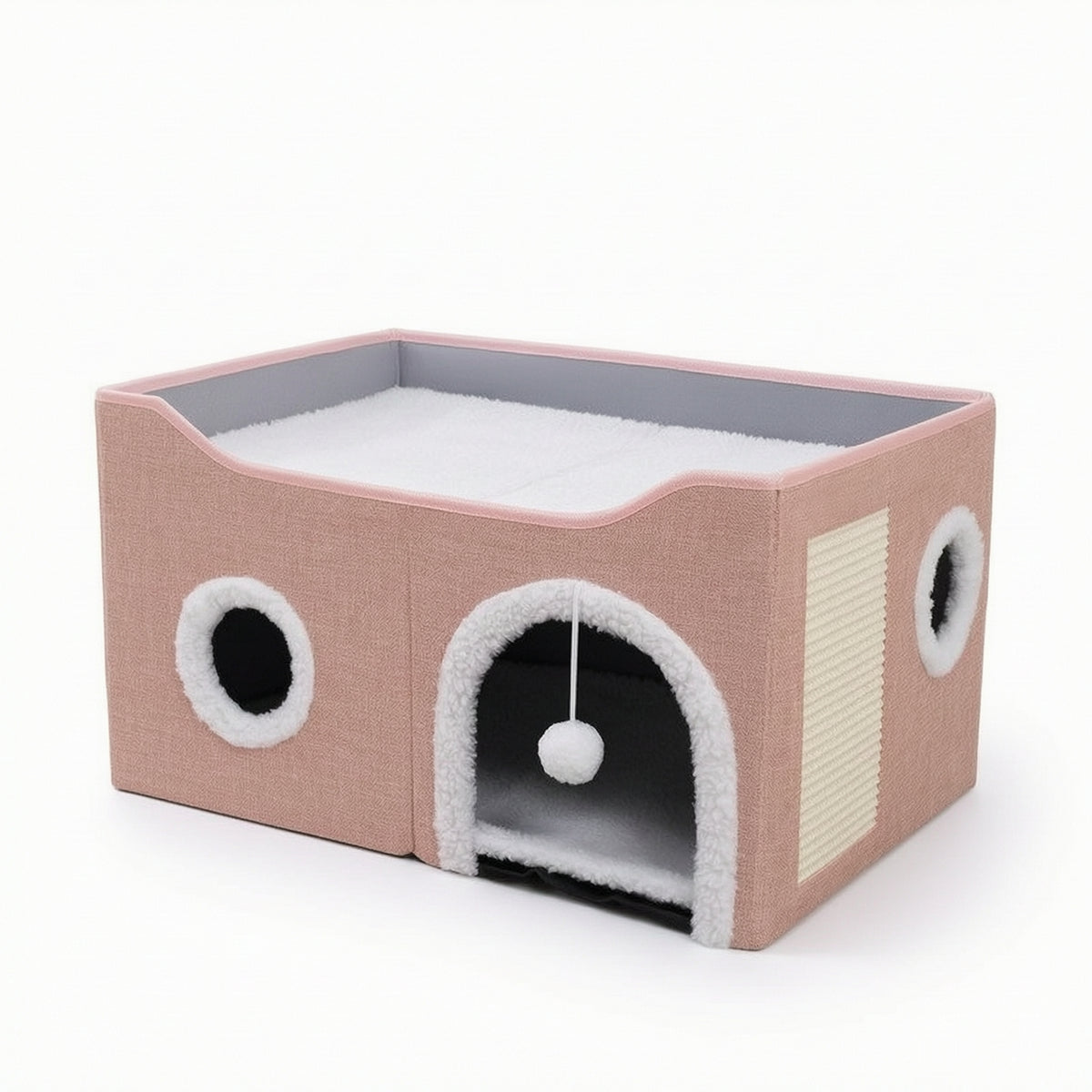 Cat House with Scratch Pad Cozy Cat House with Hanging Ball Portable for Kittens