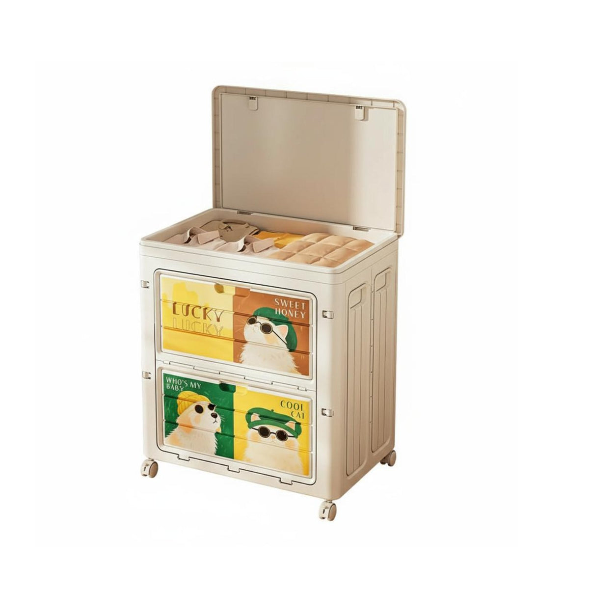 foldable Cabinet with casters Large Capacity Household Storage Foldable Design