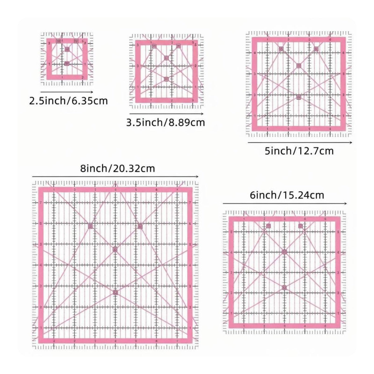 5 Pieces Acrylic Quilting Template Reusable Quilt Block Template Clear Markings