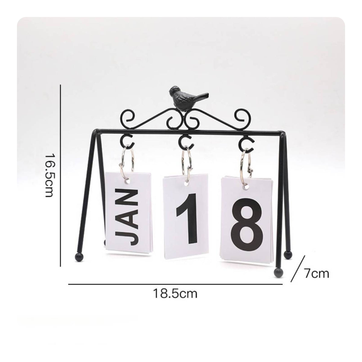 Bird Flip Calendar Hanging Date Cards Metal Flip Desk Calendar Black Iron