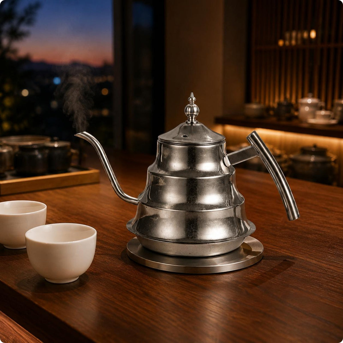 Stainless Steel Teapot Rust-Resistant Drinkware Easy to Clean for Cafe