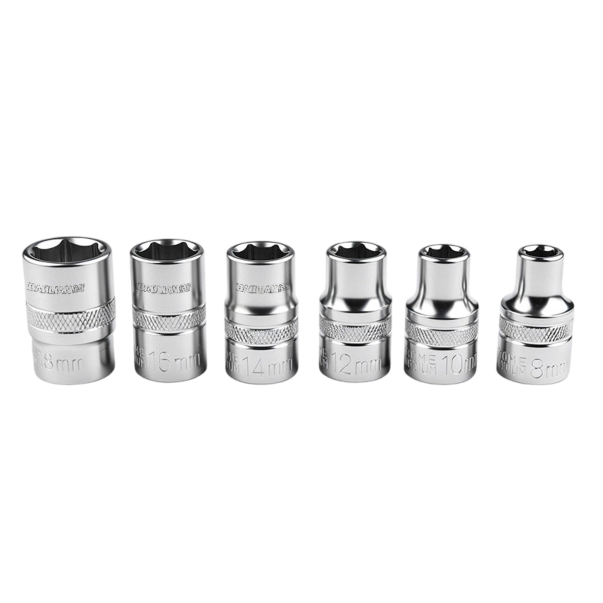 6 Pieces Chrome Vanadium Steel Hex Socket Set Silver Sockets with Knurled Grip Easy to Read Hex Socket Manual for Mechanics, DIYers, Workshop, Garage