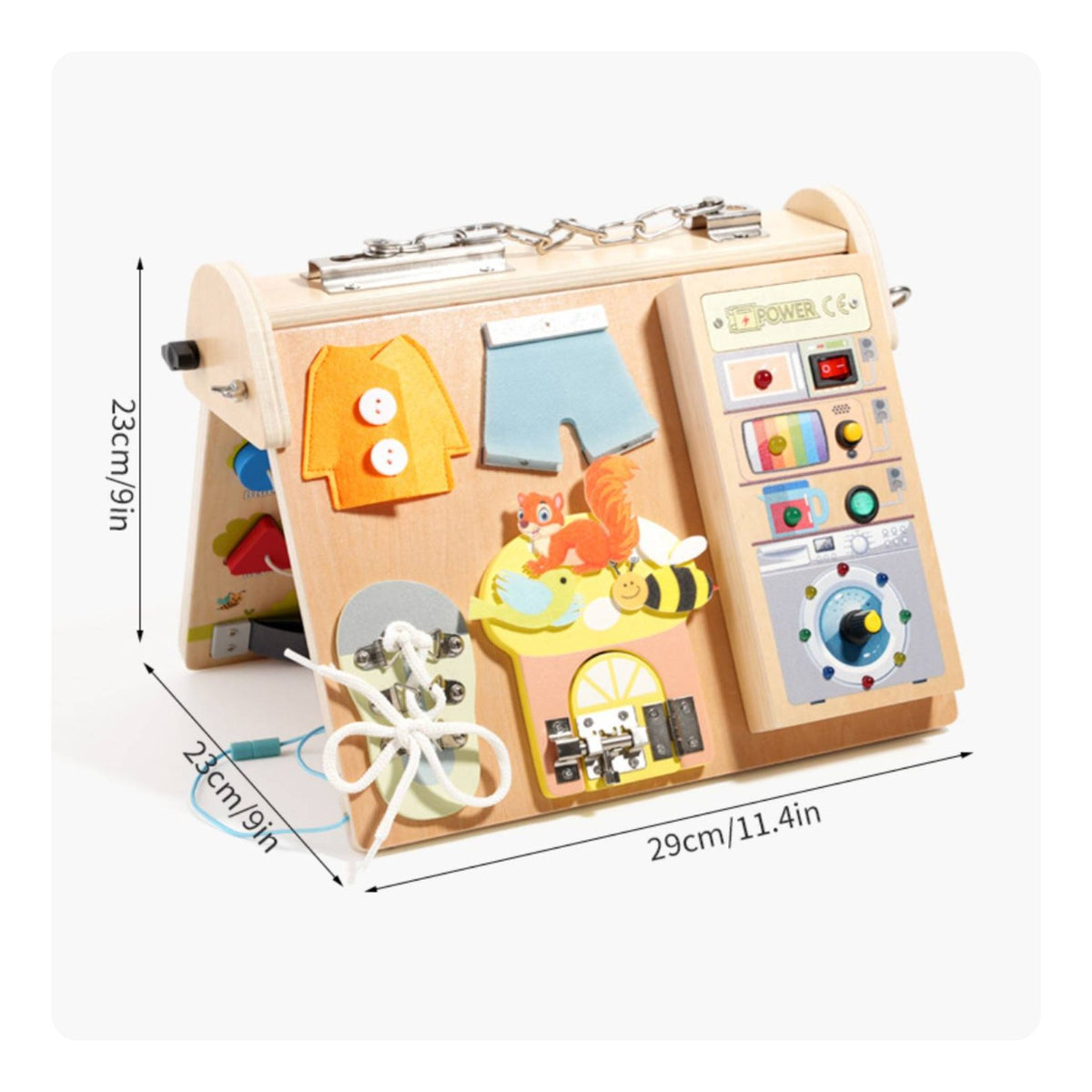 LED Busy Board Natural Wood Fourunified Sensory Board Safe Rounded Edges