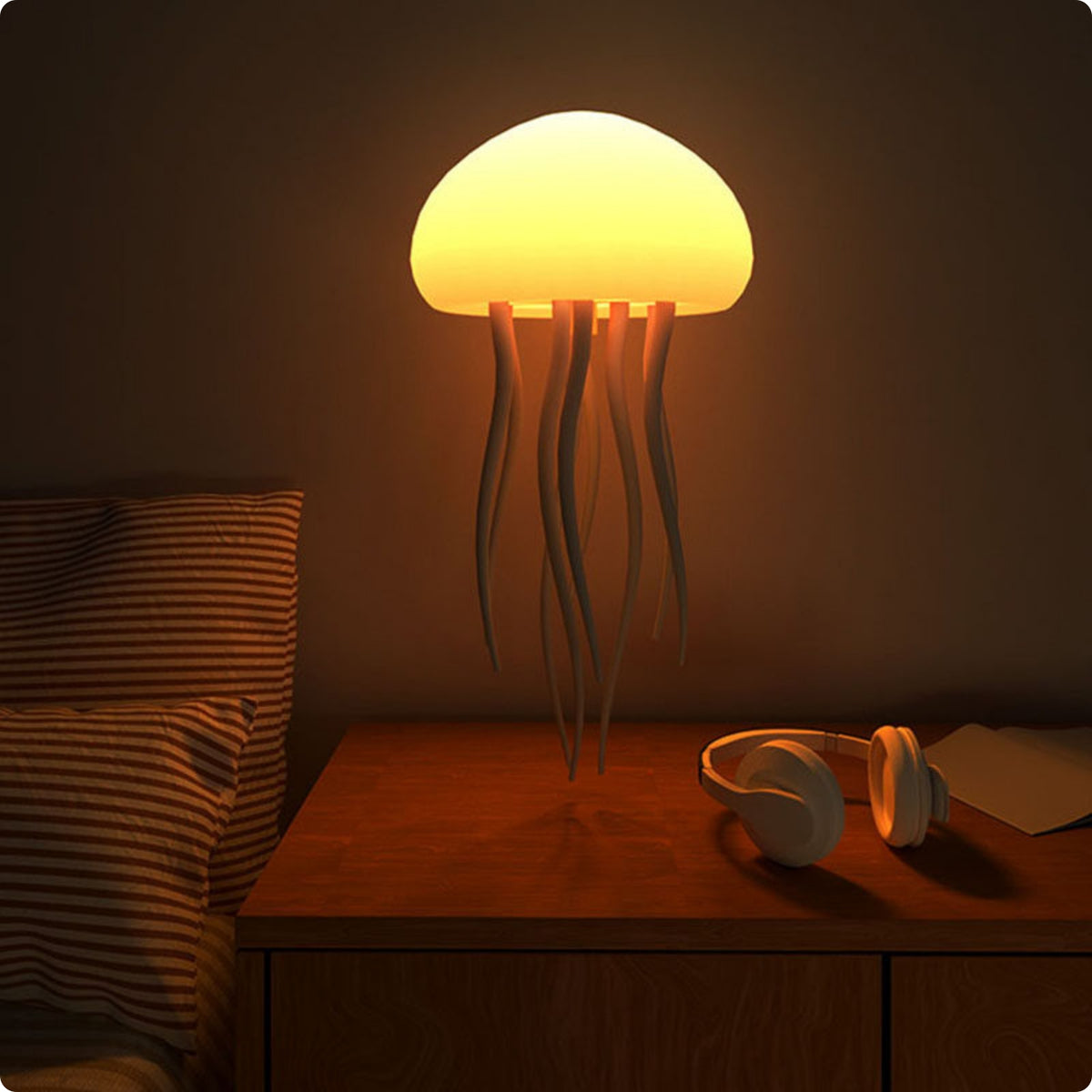 Voice Control Jellyfish Lamp USB Powered Jellyfish Lamp Dimmable for Bedside