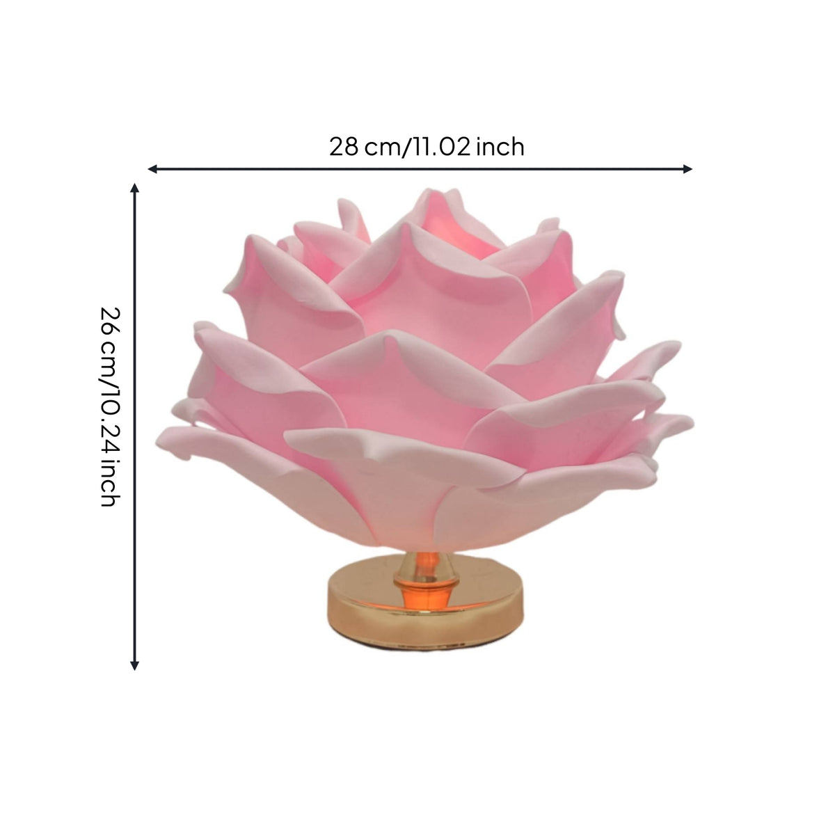 Rose Table Lamp Corded Rose Lamp Sculptural Romantic for Bedroom, Reading Corner