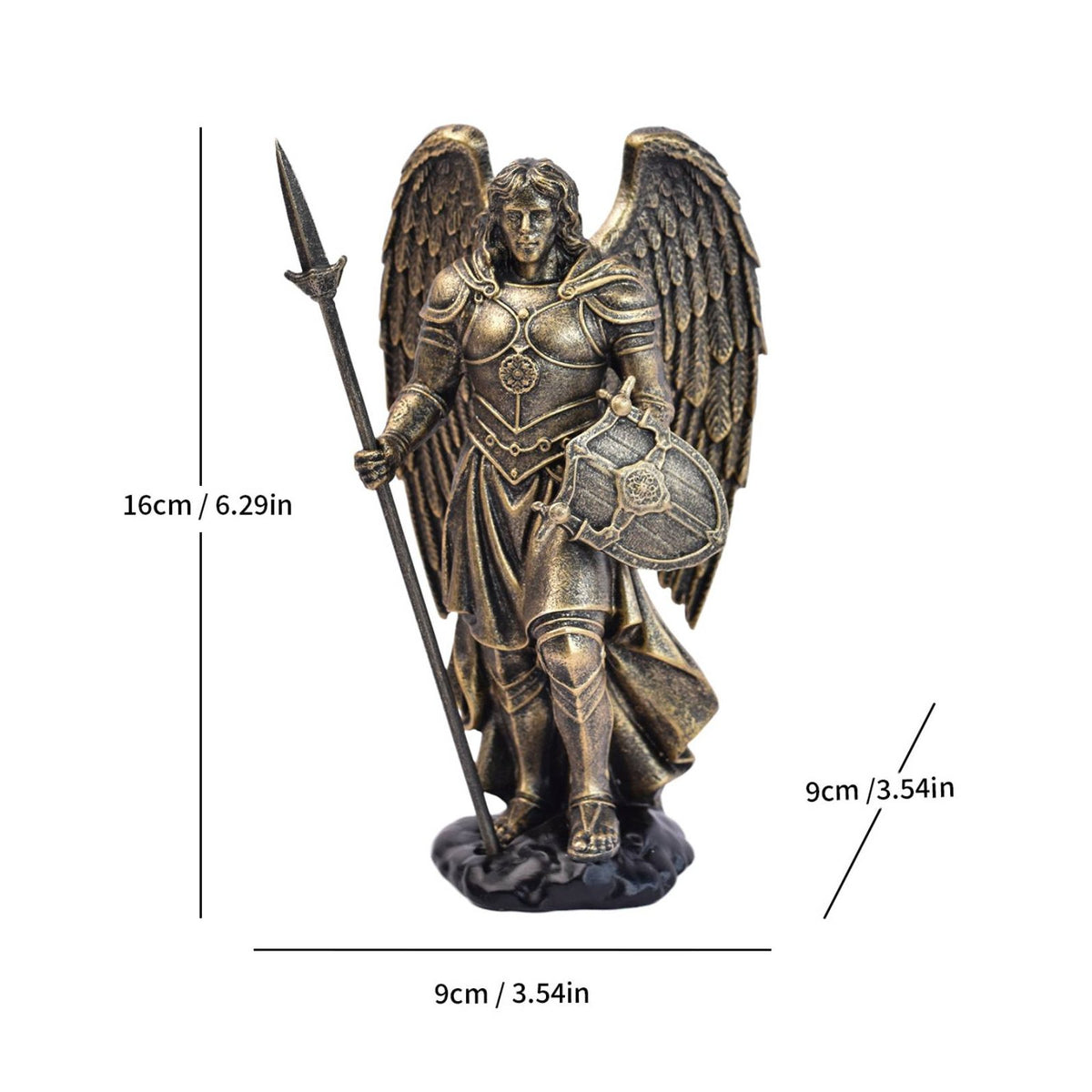 Winged Knight Statue Luxury Style Heavenly Knight Figurine Hand-Painted Look Angel Sculpture for Office
