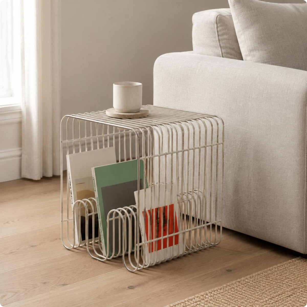 Wire Side Table Compact Home Furnishing Space Saving