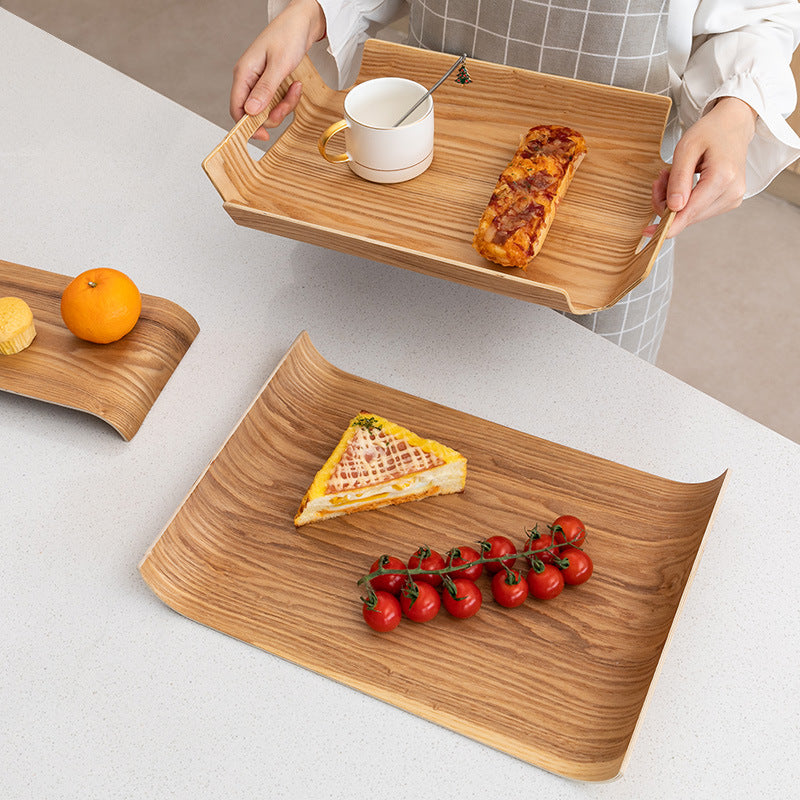 Bread Tray Hotel Portable Rectangular Tray Ash Wood Tray Cake Bakery Tray Wholesale Logo