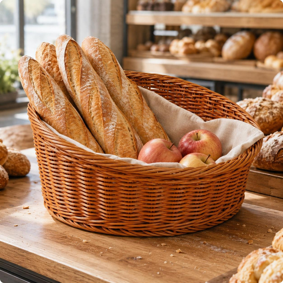 Woven Basket Shallow Bread Basket Sturdy