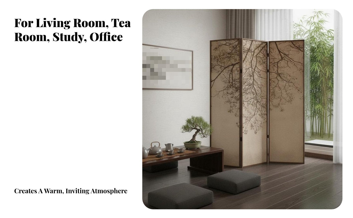 Song era Aesthetic Folding Panel Screen Chinese design 4-Panel Room separater Artistic Decoration Household Furnishing unrestrictedstanding for Interior Designers, Office Workers, Study, Bedroom, Studio Apartment, Restaurant
