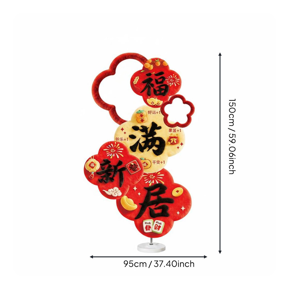 Chinese Housewarming Decoration Festive Atmosphere Freestanding Sign 3D Effect Tabletop Decor