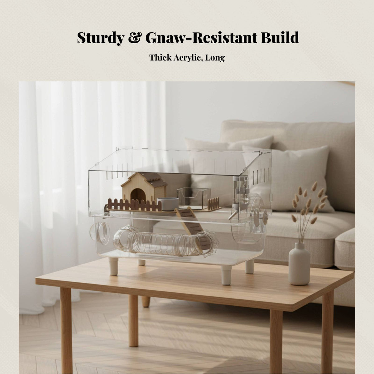 Hamster Enclosure, Transparent Acrylic Tunnel, Easy Cleaning, Home Luxury Villa