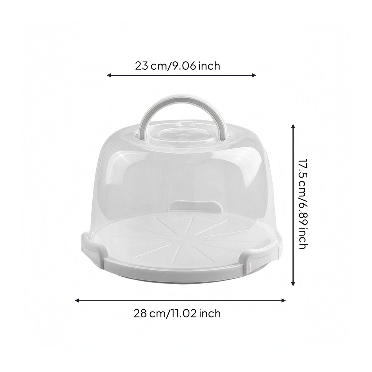 Clear Cake Keeper Top Handle Dessert Carrier Round Base
