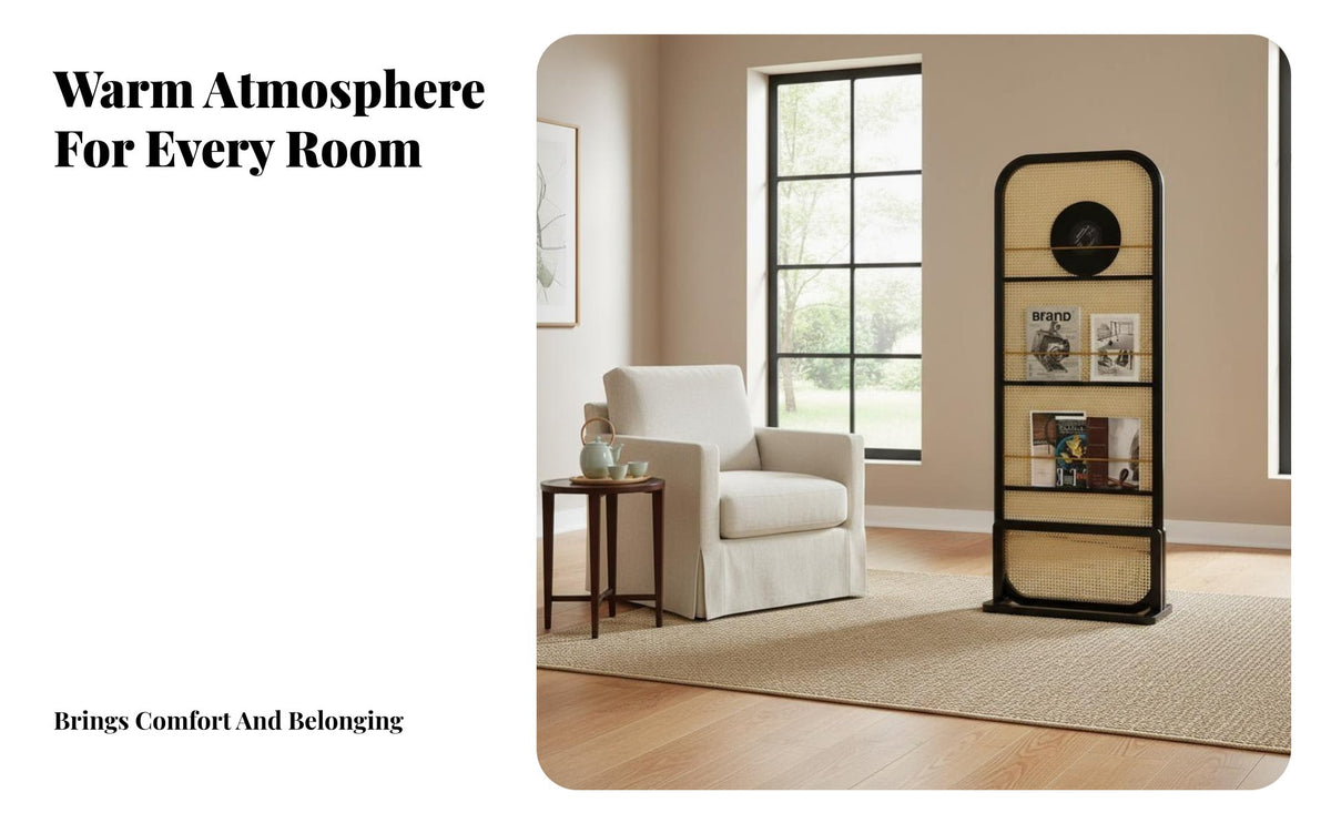 Movable Freestanding Display Divider Multi-Functional Arched Partition with Display Slots Vintage Design Privacy Screen Space-Saving for Interior Decorators, Apartment Dwellers, Home Office Workers, Entryway, Bedroom