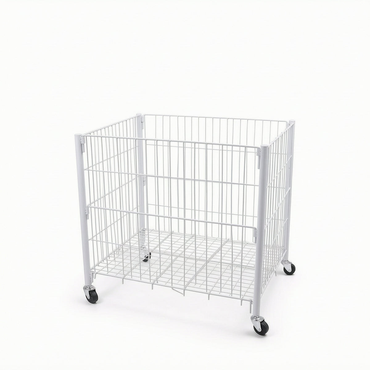 Wire Storage Basket with Wheels Breathable Rolling Wire Utility Cart Spacious