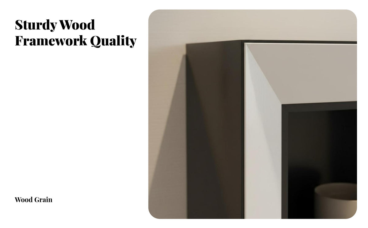 French design Mantel with Built-in Bookcases Freestanding Faux Fireplace Mantel Modern Minimalist Display Cabinet Multipurpose Design for Homeowners, Interior Decorators, Families, Living Room, Entryway, Hallway, Bedroom