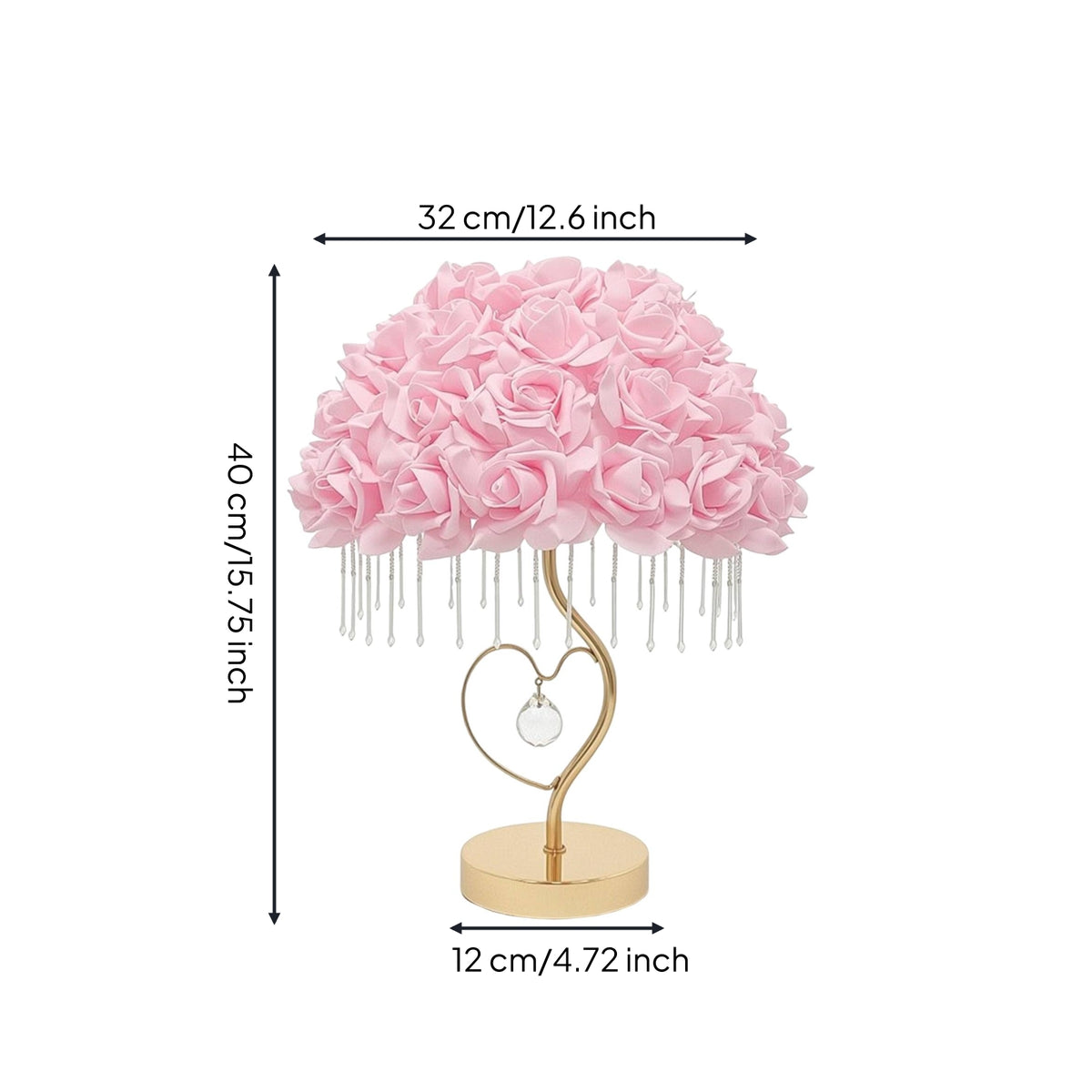 Rose Lamp Romantic Floral Table Lamp Decorative Pink for Girls, Bedroom, Nightstand