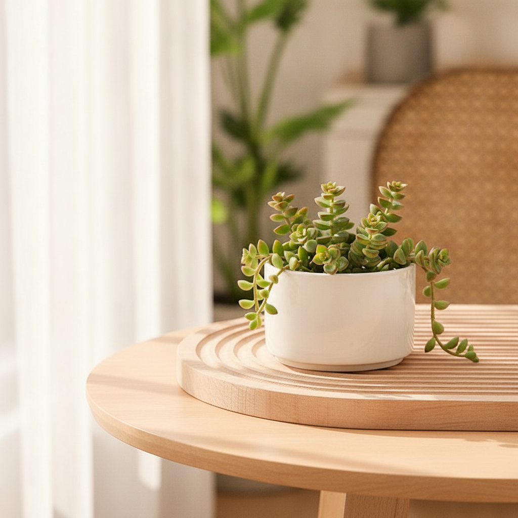 Succulent Potted Plants for Indoor Windowsills, Easy-Care Cute Office Desk Greenery, String of Coins Plant