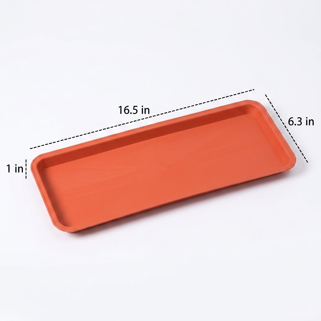 Heavy Duty Rectangular Plant Saucers, Single Drip Tray with Grooves for Outdoor Use, Drainage Tray and Garden Pot Trays for Floor Standing